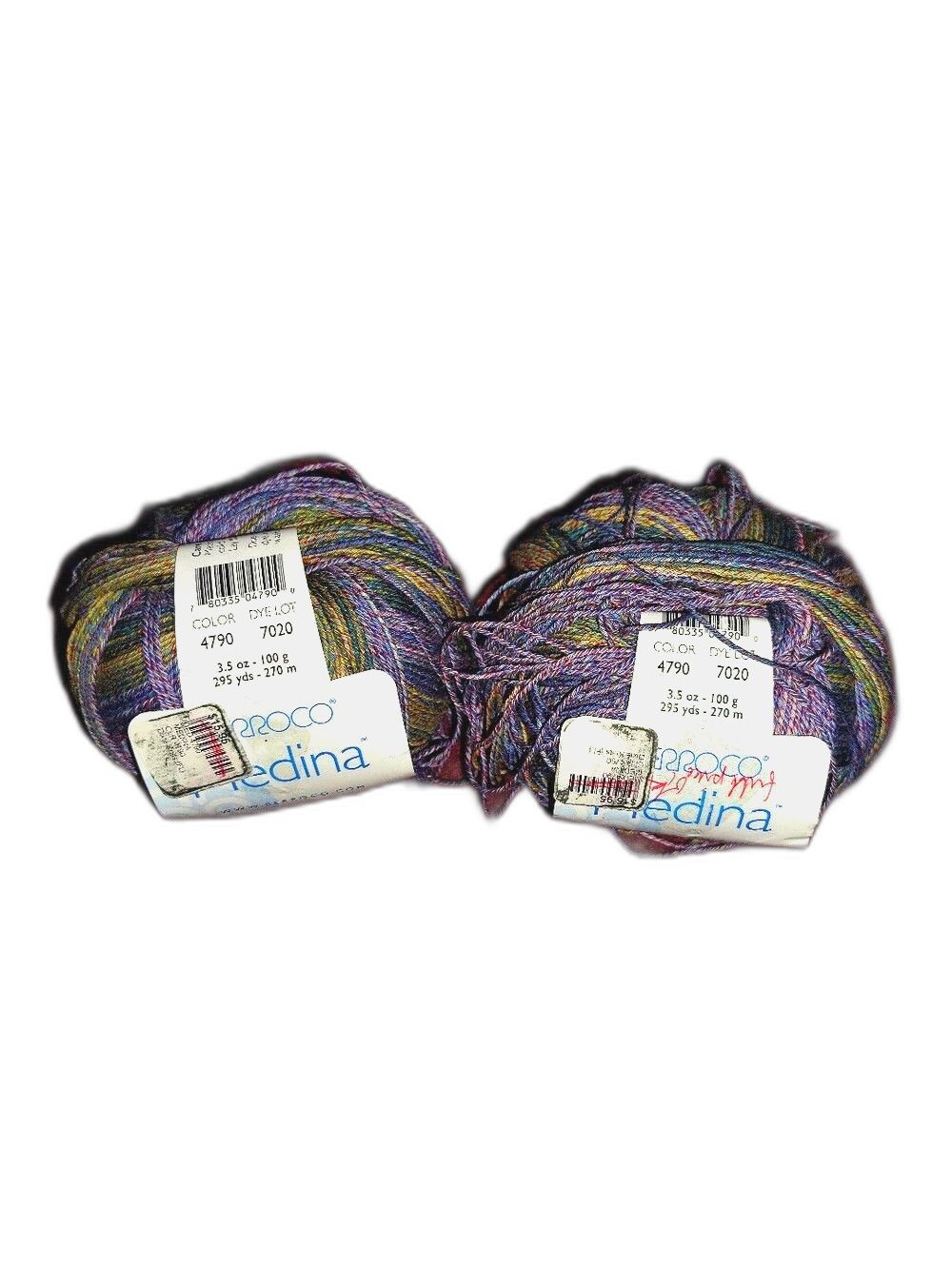 Lot Of 2 Berroco Medina Multicolor Yarn Cake Skein - Purple, Green, Blue Cotton